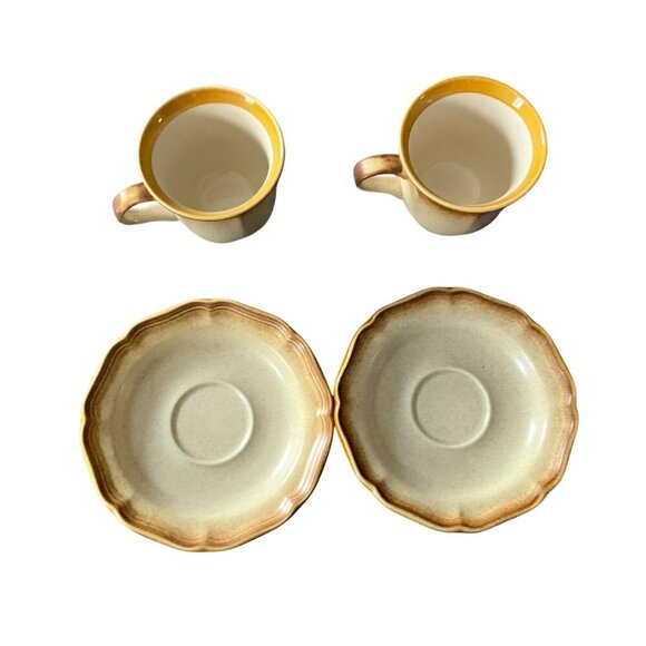 Vintage Mikasa Whole Wheat E 8000 Stoneware Cup & Saucer Set Of 2 Made In Japan - Picture 2 of 7